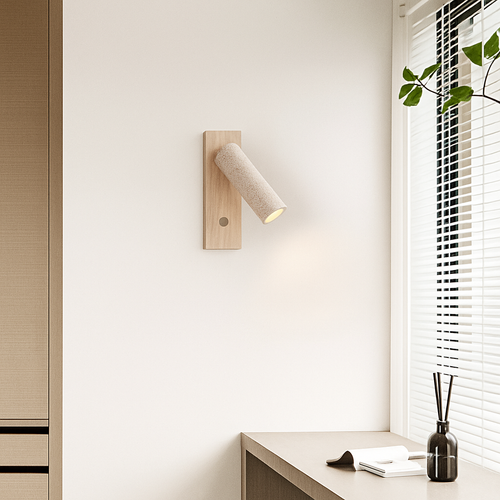 Applique murale led rotative lecture étude wabi-sabi bois noyer