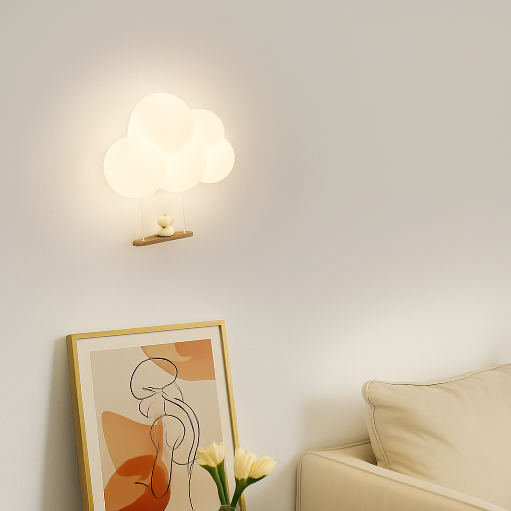 applique murale led singe lapin nuage pour enfants - vue 6 sur 13