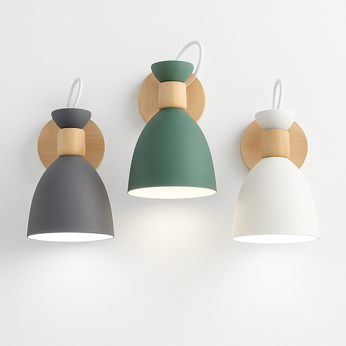 applique murale led style nordique en bois moderne - vue 3 sur 9
