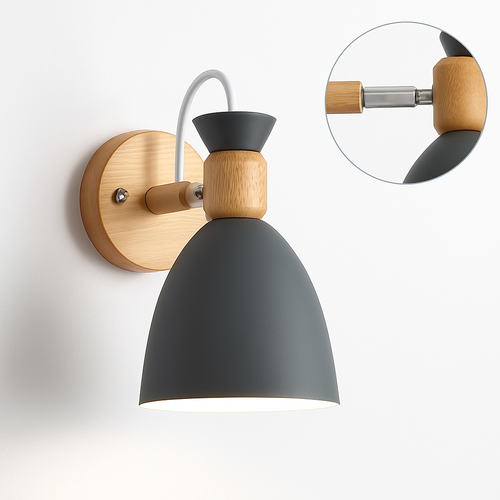 applique murale led style nordique en bois moderne - vue 4 sur 9