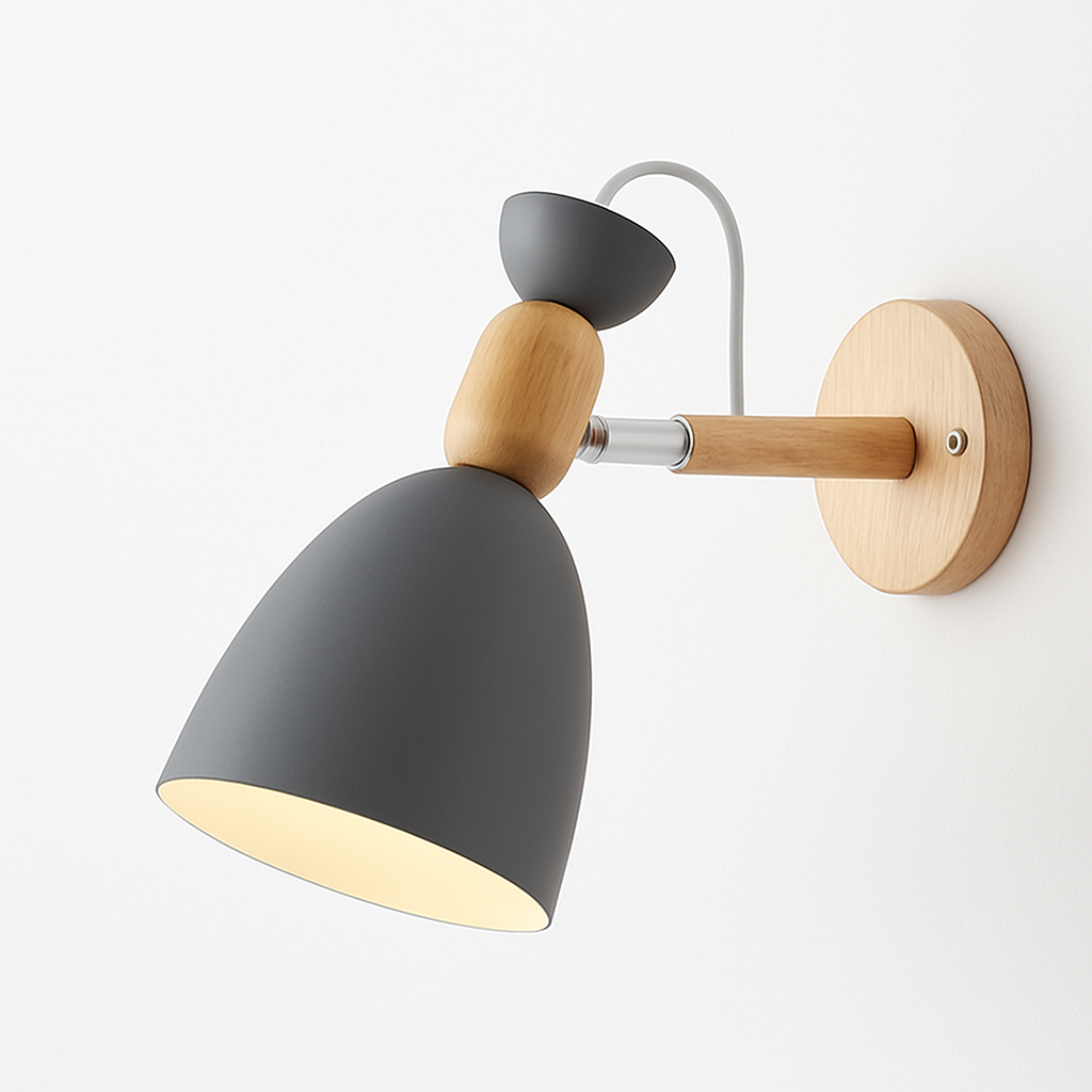 applique murale led style nordique en bois moderne - vue 9 sur 9