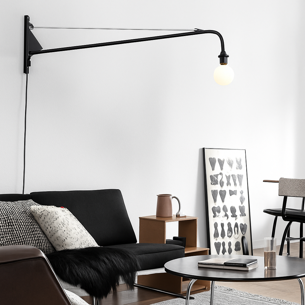 applique murale minimaliste rotative à bras long avec interrupteur - vue 3 sur 7