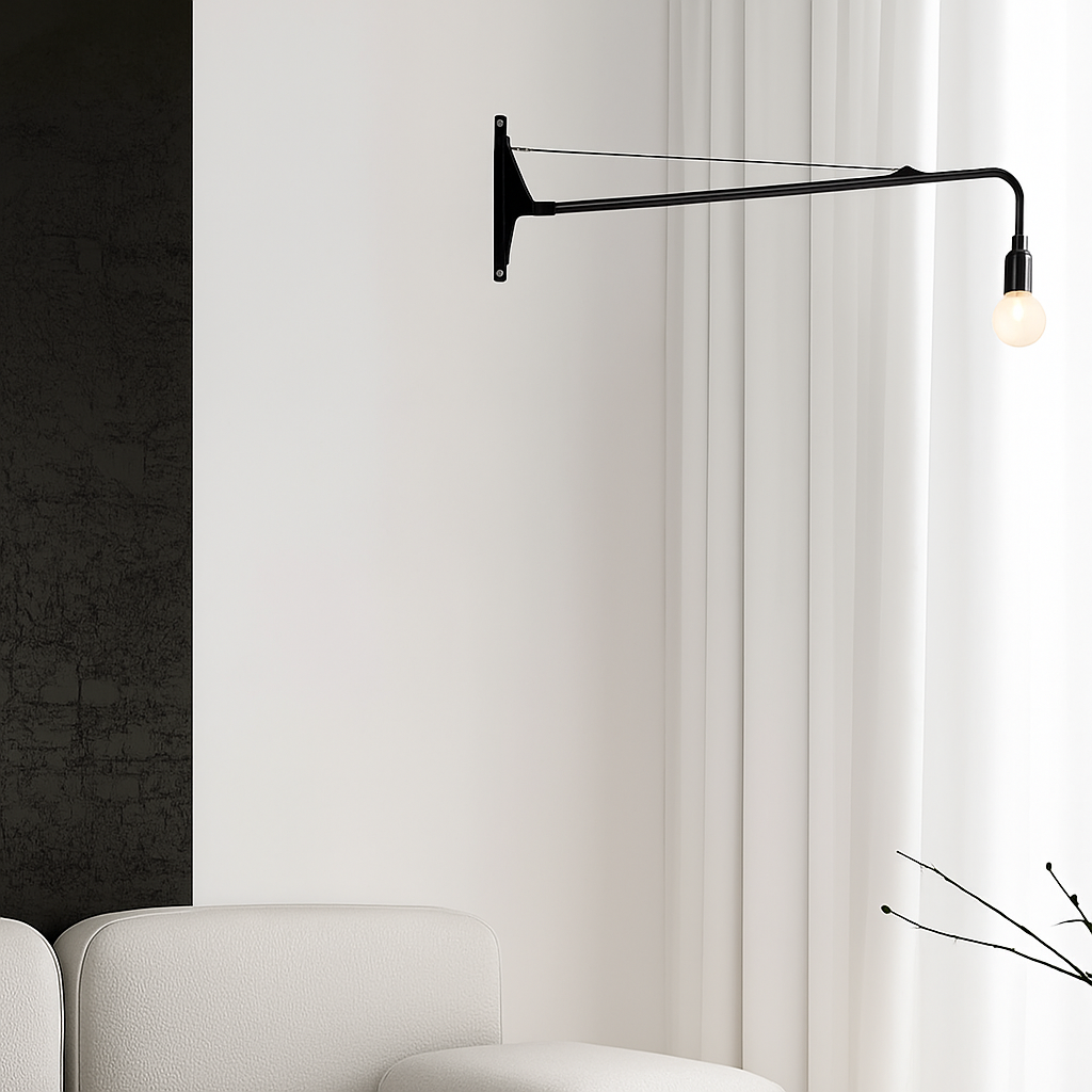applique murale minimaliste rotative à bras long avec interrupteur - vue 5 sur 7