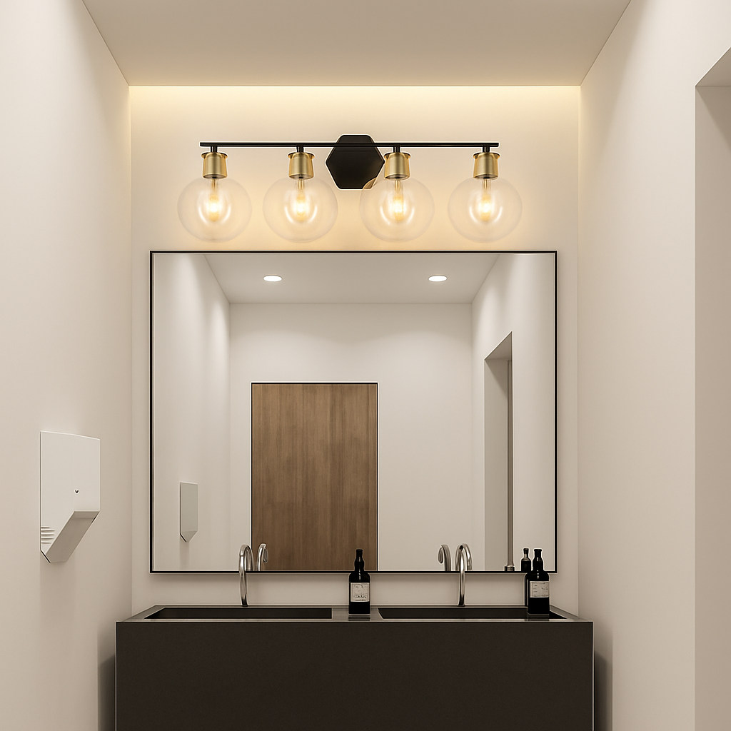 applique murale miroir salle de bains luminaires industrielle vanité luminaire avec abat-jour en verre - vue 6 sur 15