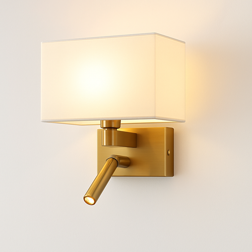 applique murale moderne abat jour tissu avec spot réglable 360 degrés