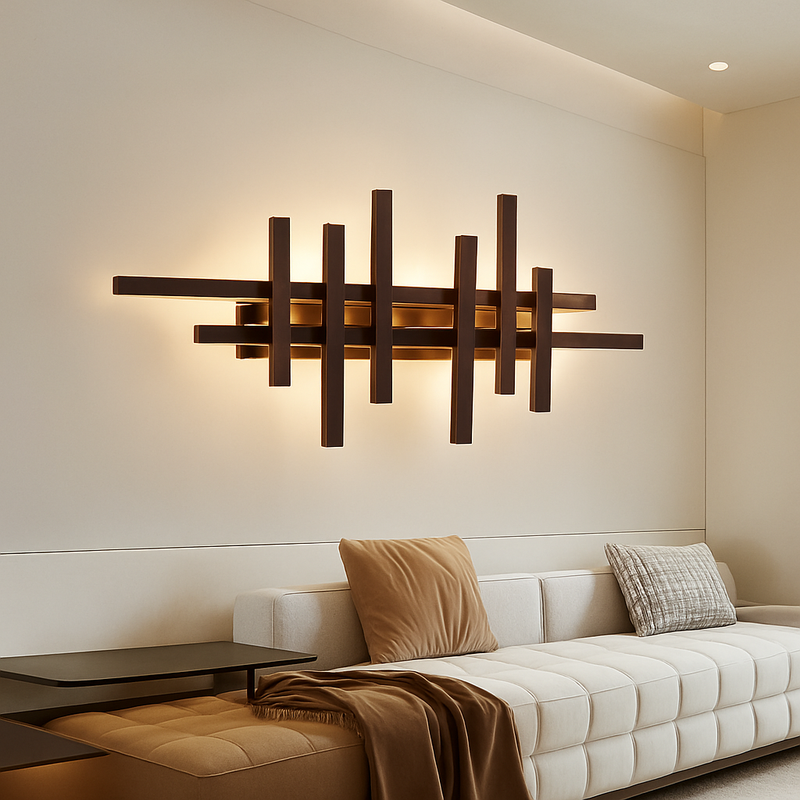 applique murale moderne en bois avec éclairage led artistique