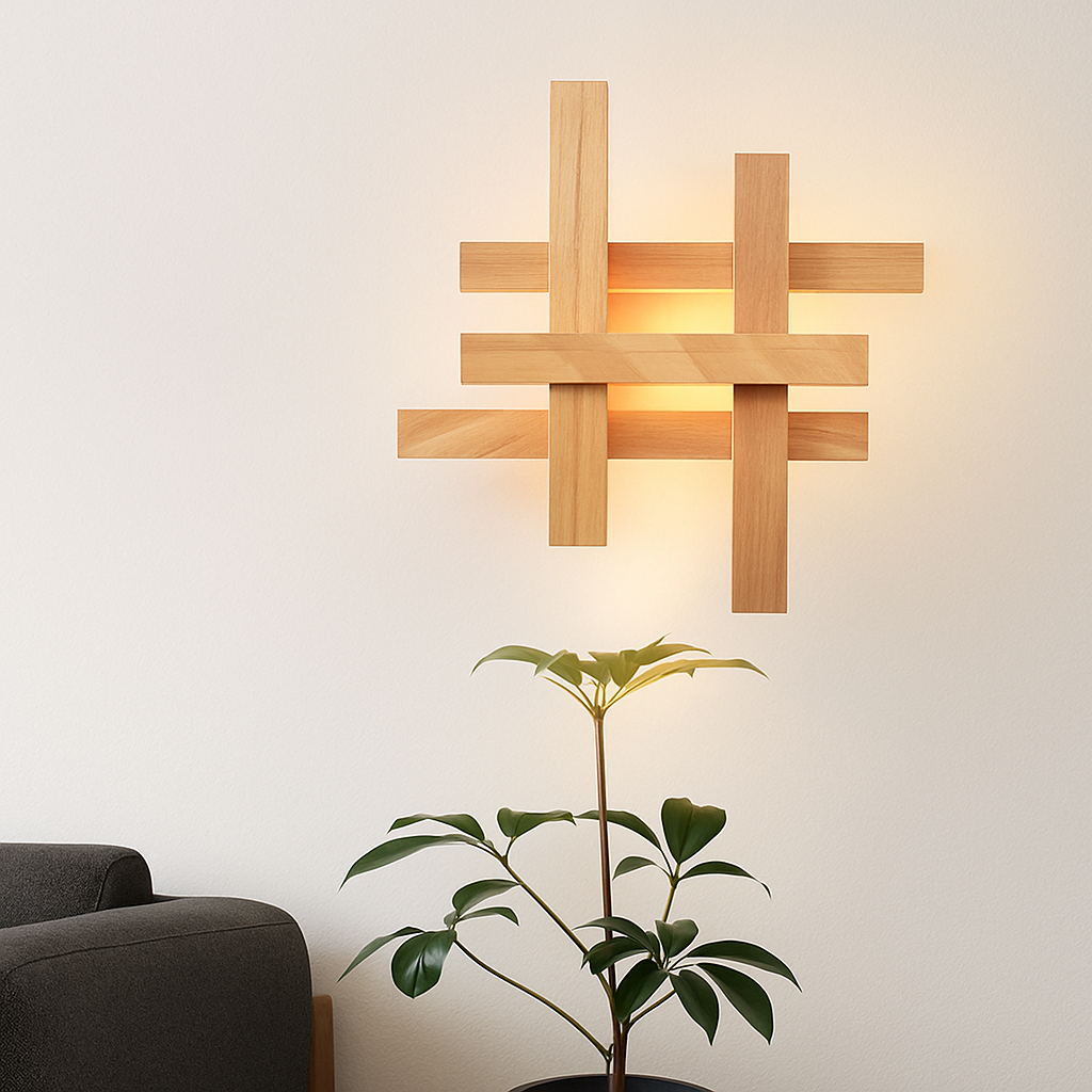 applique murale moderne en bois avec éclairage led artistique - vue 3 sur 13