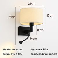 applique murale moderne en tissu avec led américaine européenne