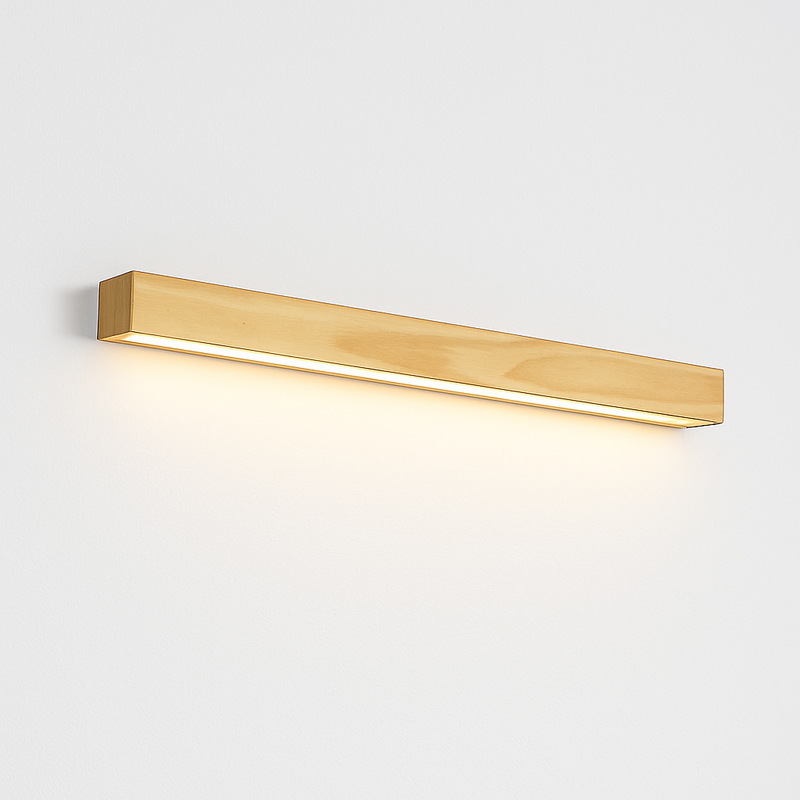 Applique murale moderne LED allongée en bois style Nordic