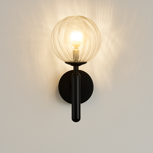 Applique murale moderne LED avec boule en verre et support cylindrique Sconce - vue 6 sur 8