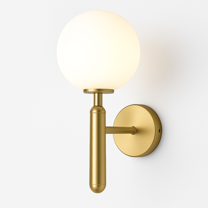 Applique murale moderne LED avec boule en verre et support cylindrique Sconce