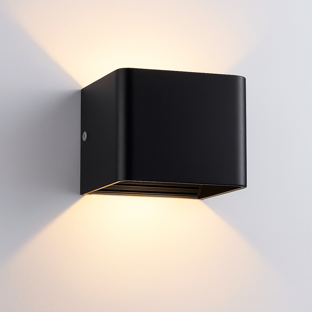Applique murale moderne LED avec cube métal coloré - vue 3 sur 4