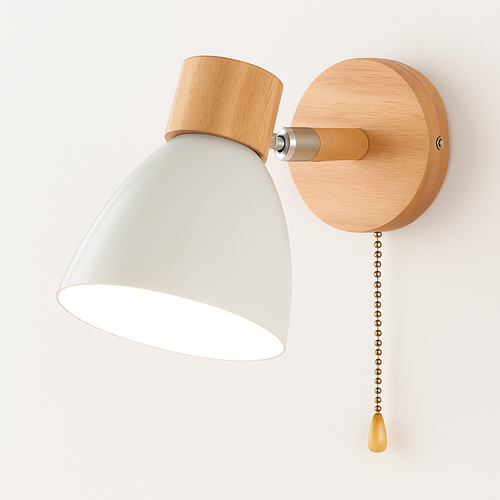 Applique murale nordique en bois avec interrupteur