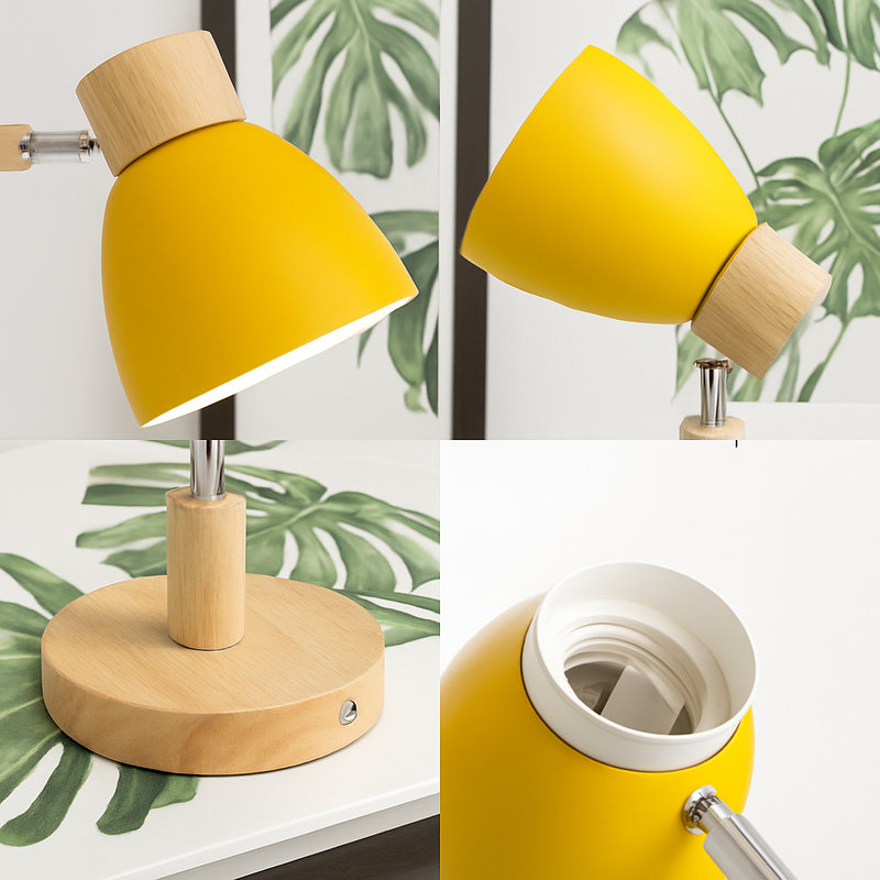 Applique murale nordique en bois avec interrupteur