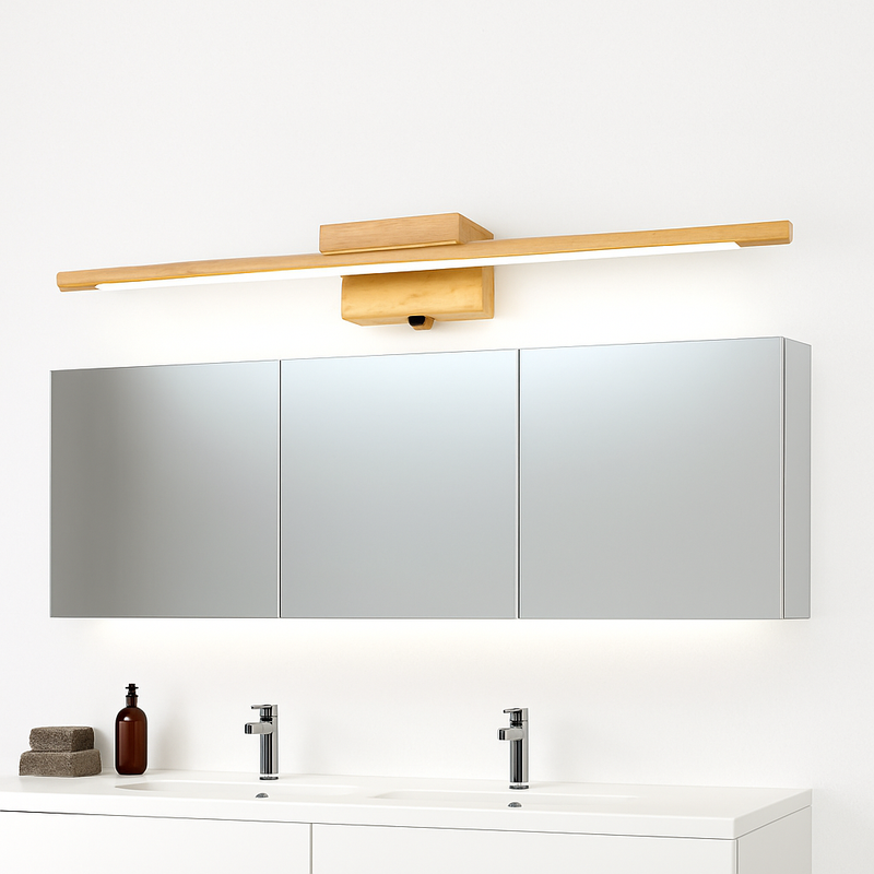 Applique murale nordique en bois massif pour miroir de salle de bains