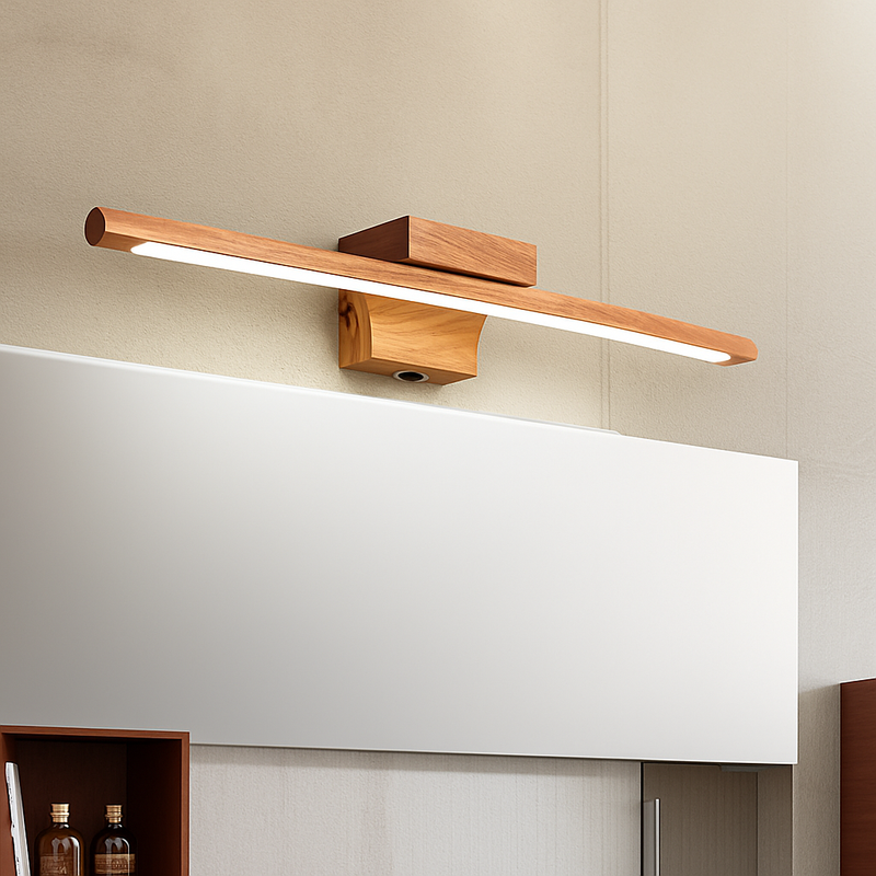 Applique murale nordique en bois massif pour miroir de salle de bains