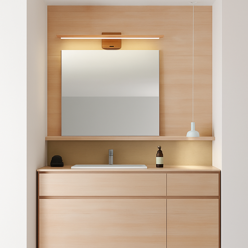 Applique murale nordique en bois massif pour miroir de salle de bains