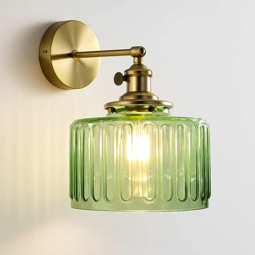 applique murale nordique en verre et laiton avec miroir à led - vue 4 sur 23