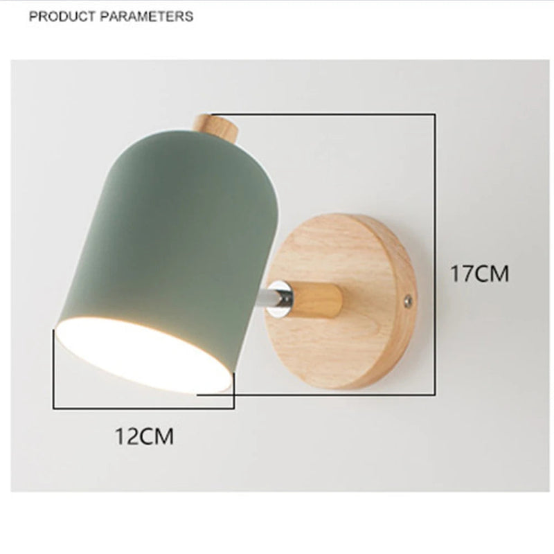 applique murale nordique moderne rotative led en fer et bois