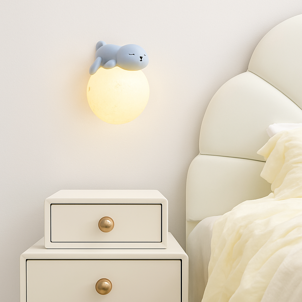 applique murale ours lune chambre chevet lapin astronaute animal garçon fille bébé veilleuses - vue 6 sur 14
