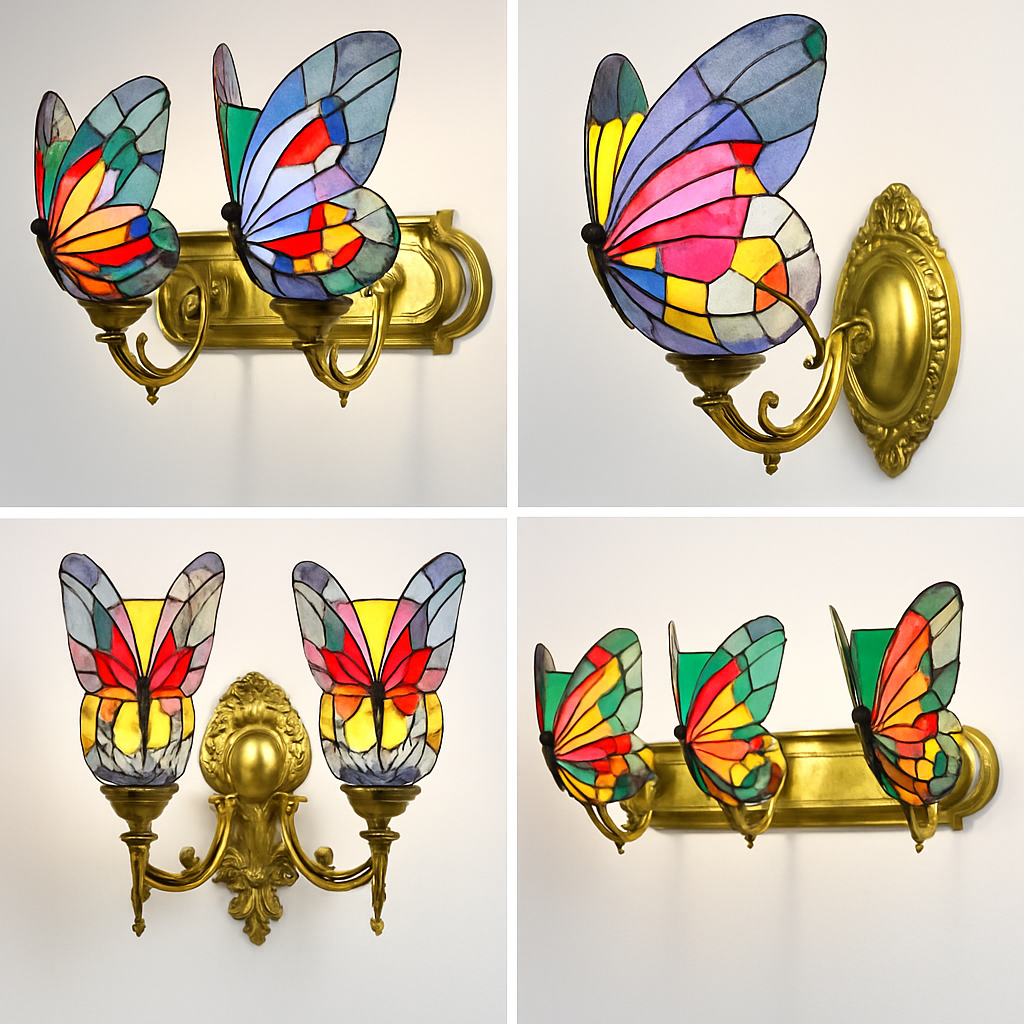 applique murale papillon décorative en vitrail style méditerranéen boho