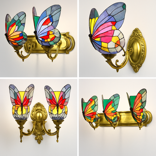 applique murale papillon décorative en vitrail style méditerranéen boho