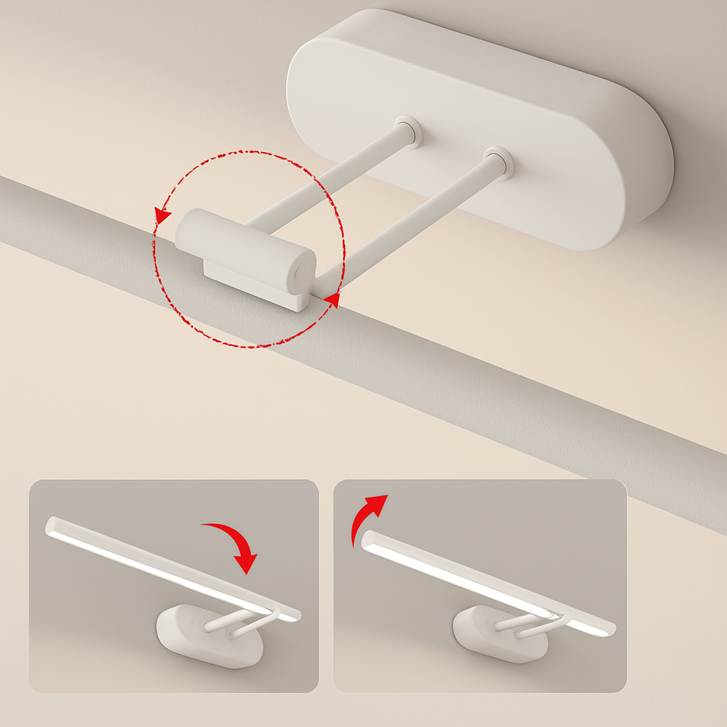 applique murale réglable 180 degrés pour miroir de toilette - vue 6 sur 12