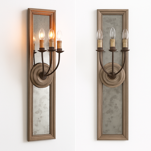 applique murale rétro américaine cadre miroir bois lampe bougie ancienne