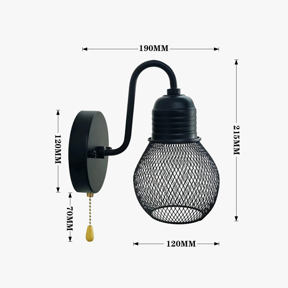 applique murale rétro loft avec interrupteur pour décoration intérieure