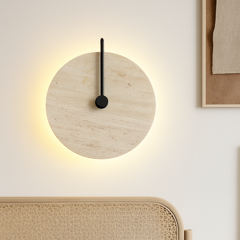 applique murale ronde japonaise en travertin à led pour éclairage d'ambiance