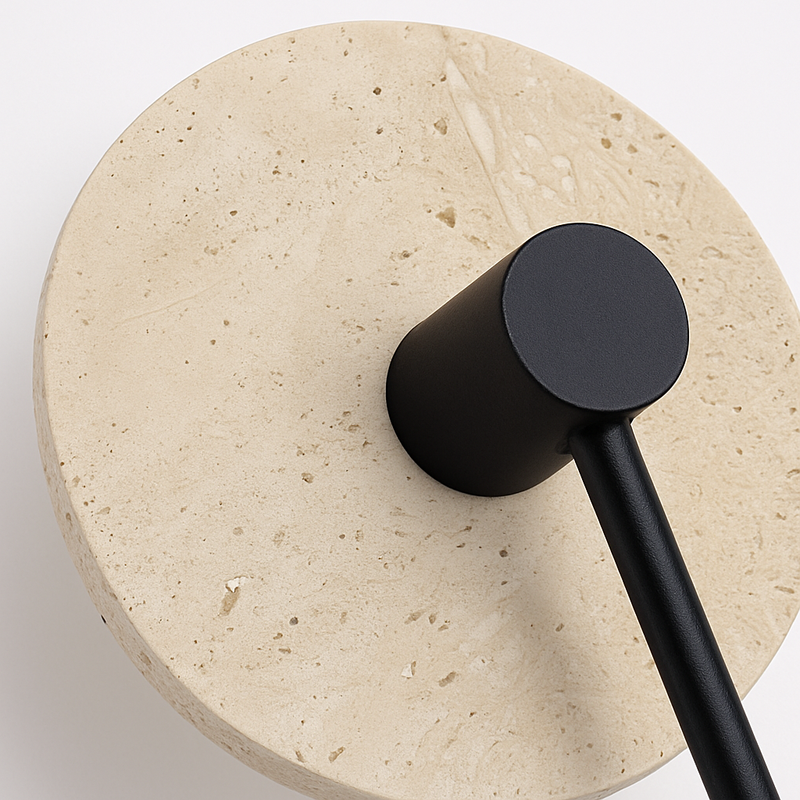 applique murale ronde japonaise en travertin à led pour éclairage d'ambiance