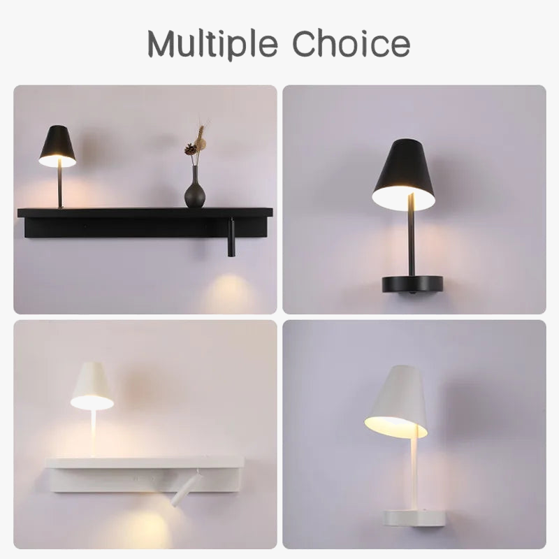 applique murale rotative avec étagère et interrupteur de projecteur pour décoration