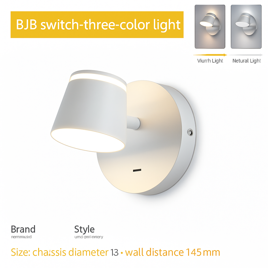 applique murale rotative nordique avec interrupteur lampe de lecture led réglable - vue 3 sur 23