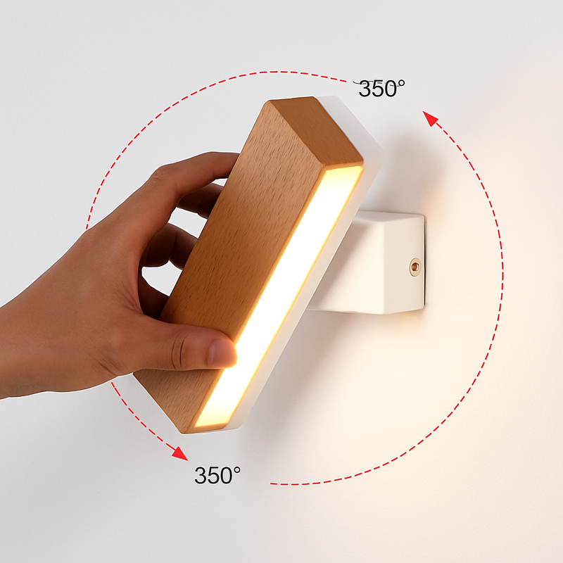 Applique murale rotative nordique en bois massif led réglable
