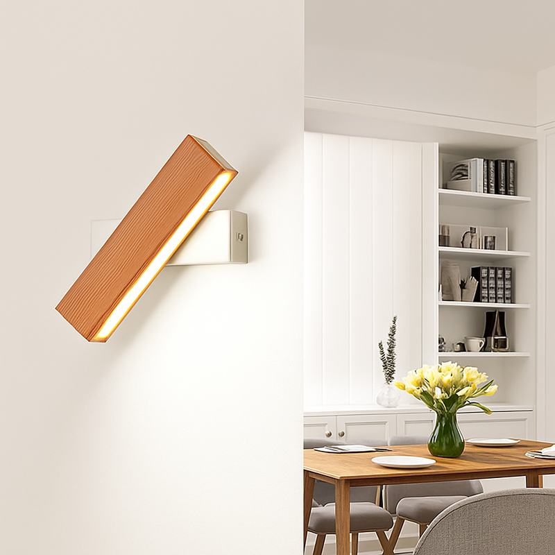 Applique murale rotative nordique en bois massif led réglable