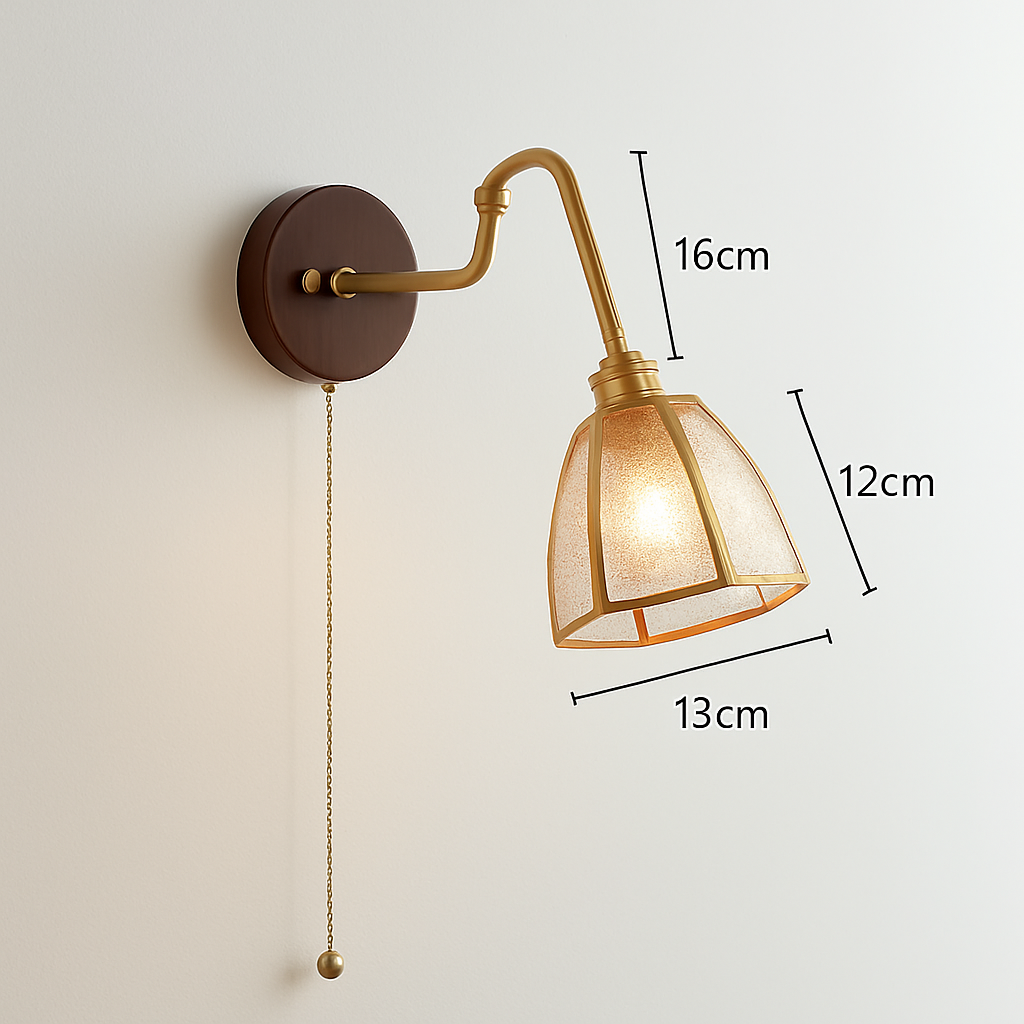 applique murale vintage avec chaîne et base en bois - vue 10 sur 23