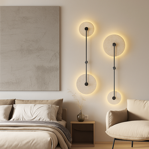 applique murale vintage en pierre naturelle ronde avec led intégrée