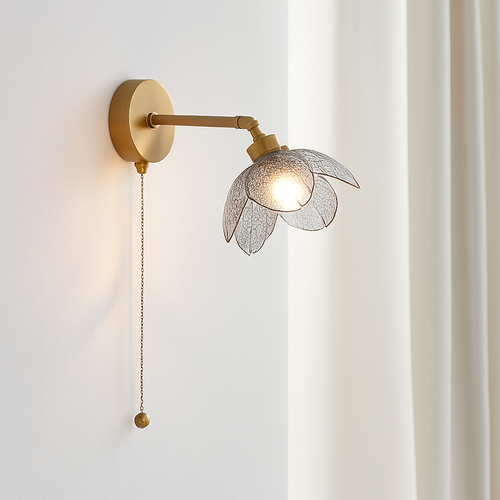 applique murale vintage en verre avec interrupteur à tirette