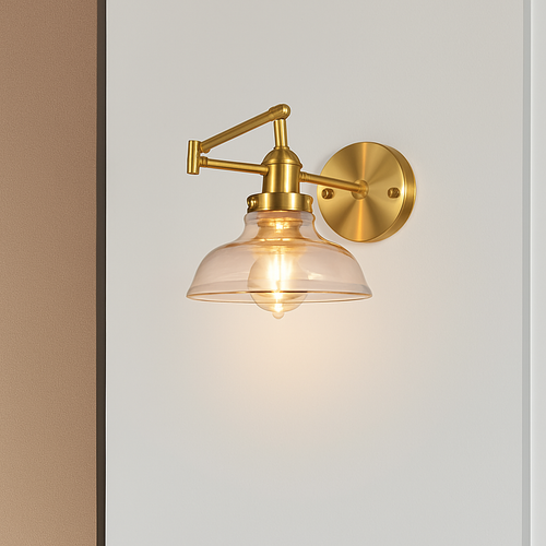 applique murale vintage réglable en verre à bras long