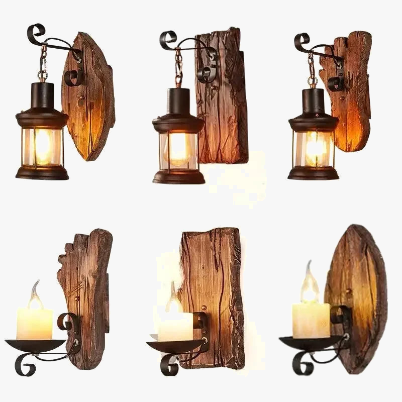 appliques murales led en bois style industriel pour décoration
