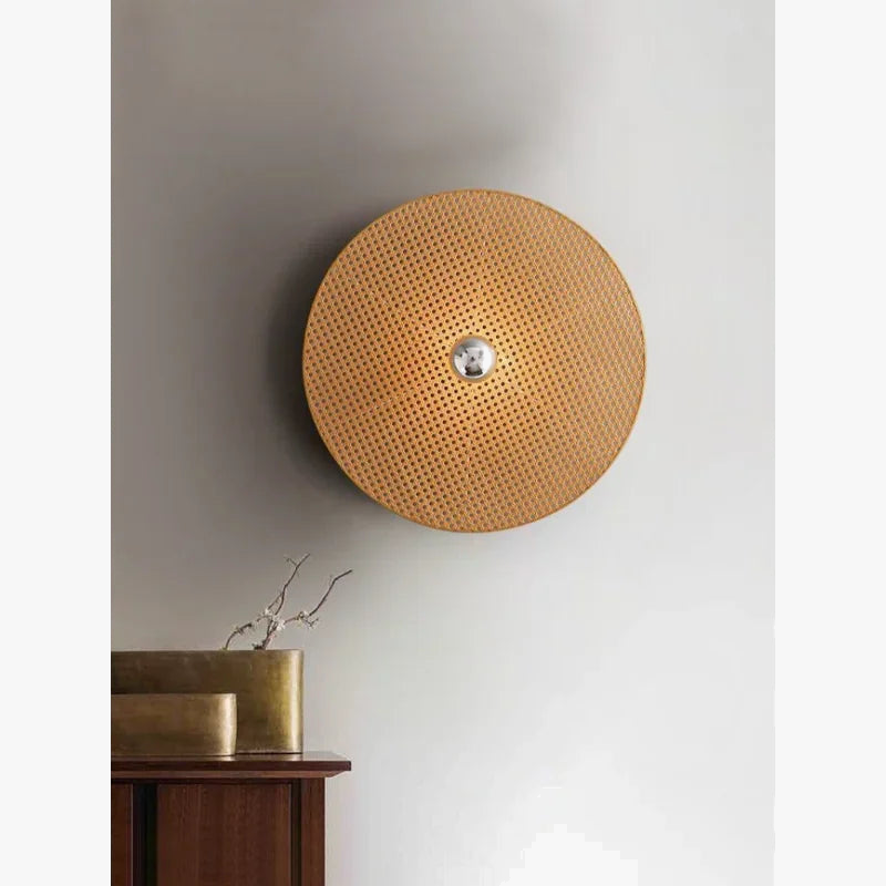 Appliques murales LED en rotin tissé rétro japonais Wabi-sabi
