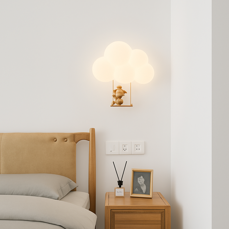 appliques murales led minimalistes singe lapin nuage pour enfants