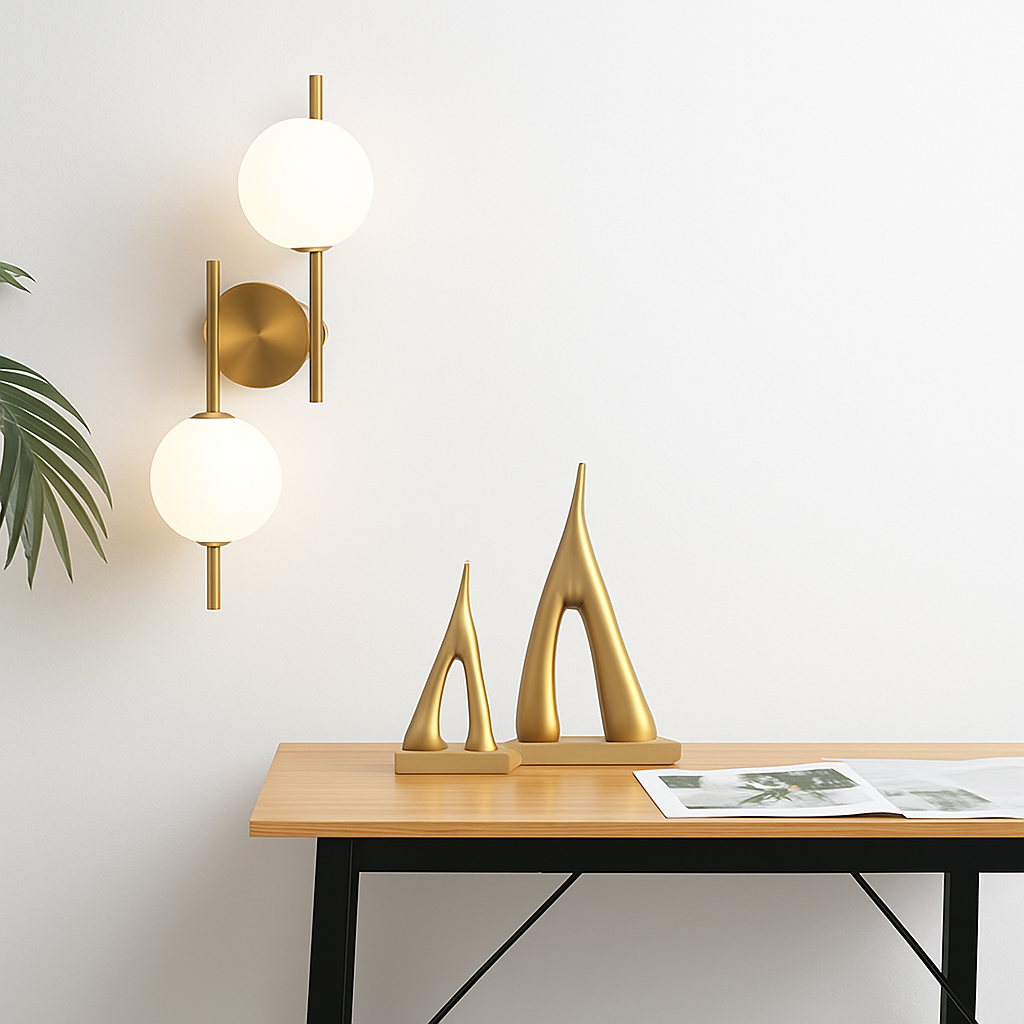 appliques murales modernes led avec boule ronde en verre laiteux - vue 5 sur 8