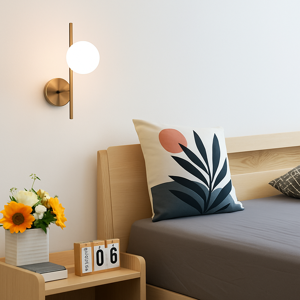 appliques murales modernes led avec boule ronde en verre laiteux - vue 6 sur 8