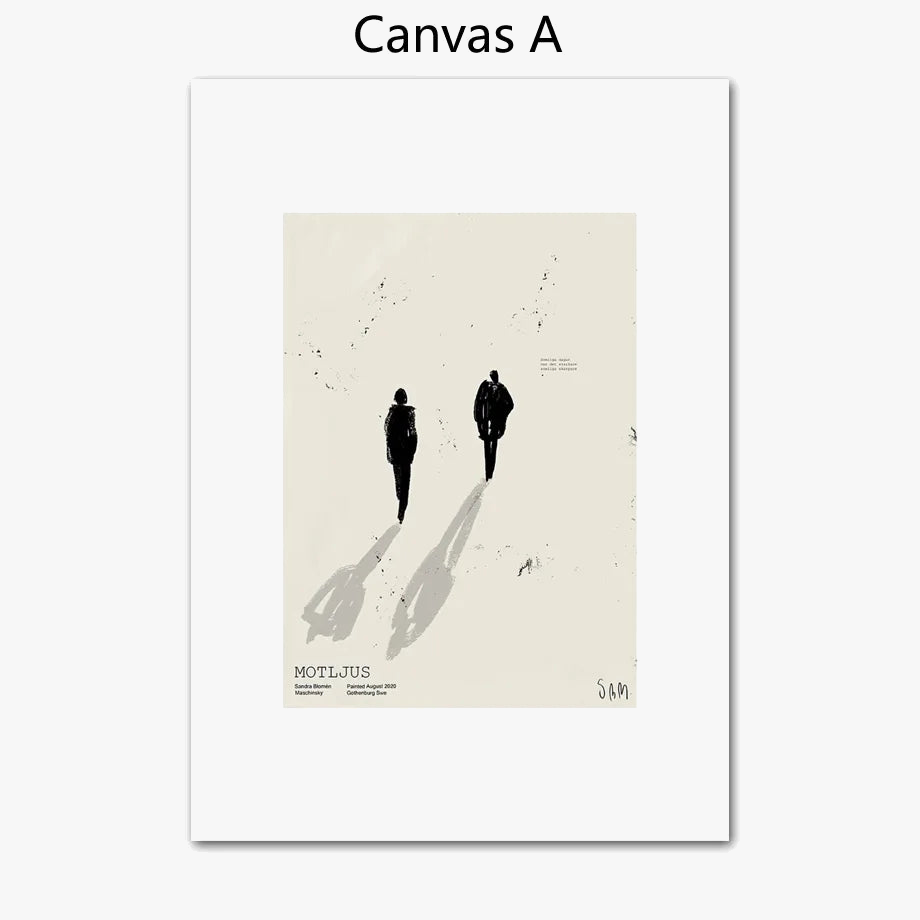 art mural abstrait minimaliste géométrie silhouette pour décoration intérieure