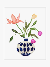 art mural vase à fleurs peinture aquarelle nordique décoratif