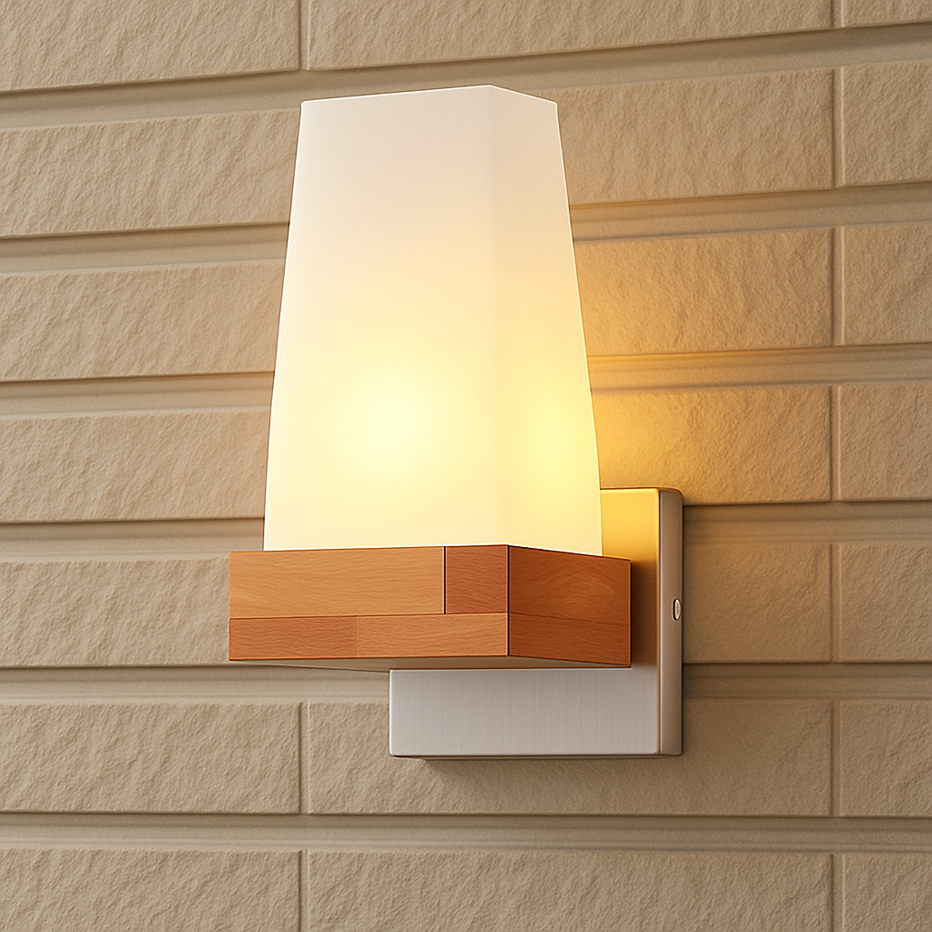 artpad applique murale scandinave bois abat-jour verre décoration intérieure led - vue 5 sur 20