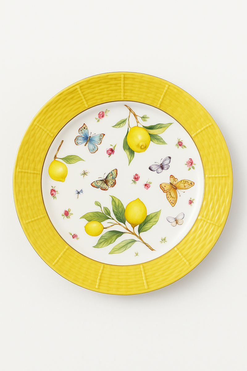 Assiette ceramique motif citron style europeen cuisine