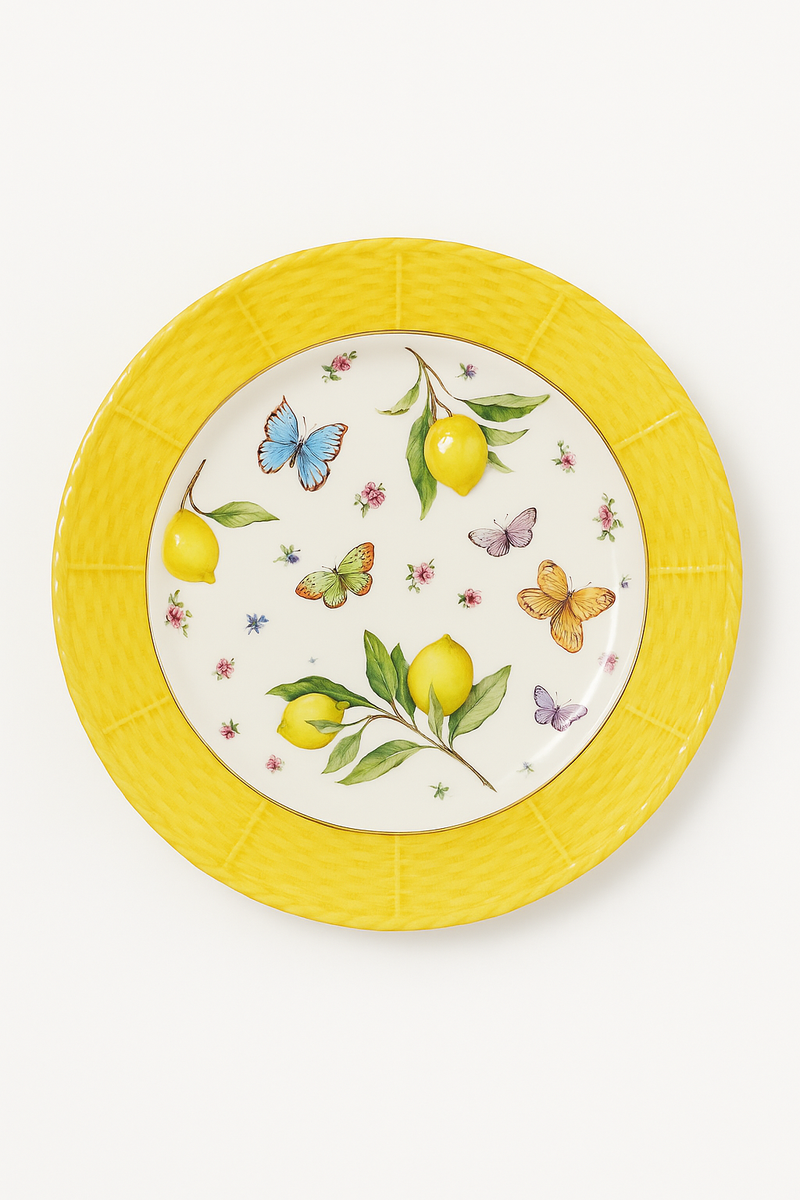 Assiette céramique motif citron style européen cuisine