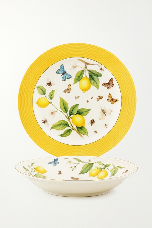 assiette ceramique motif citron style europeen elegante table - vue 2 sur 2